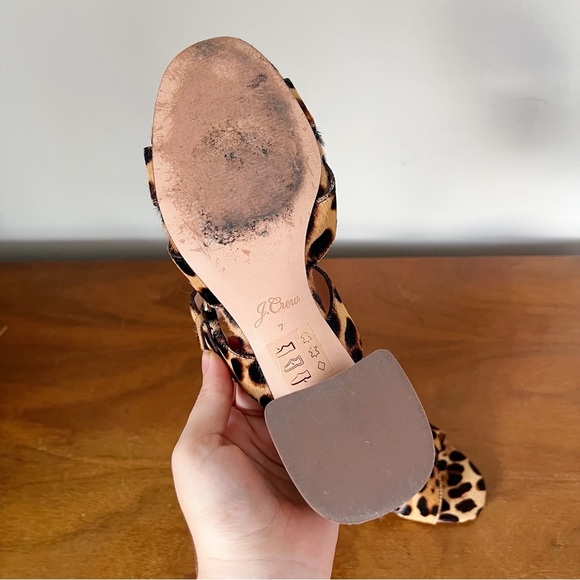 J Crew • Penny Slide Sandals in Leopard Calf Hair mules block heel - Picture 8 of 9